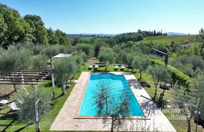 Landsted til salgs Chianciano Terme, Toscana, RIF 3061 Vogelperspektive Pool