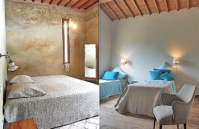 Landsted til salgs Montescudaio, Toscana, RIF 2185 Detailansicht Schlafzimmer