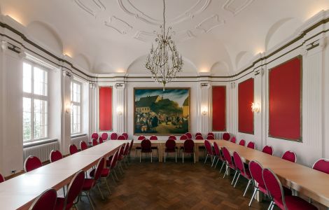  - Schloss Burgwerben: Saal mit dem rekonstruierten Gemälde der "Schlacht von Roßbach"